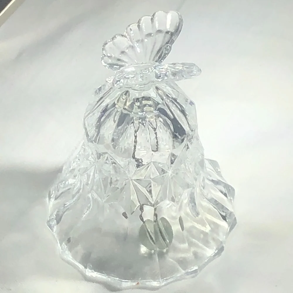 VINTAGE CUT CRYSTAL BELL WITH BUTTERFLY TOP